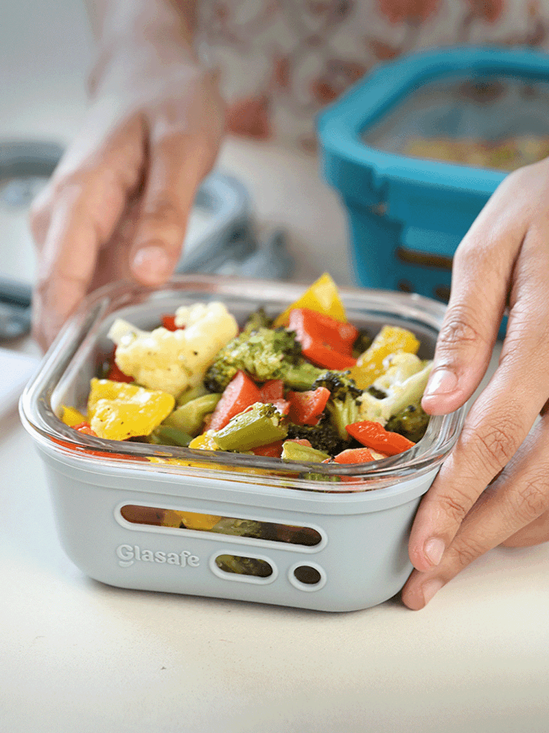 Glasafe tiffin box with airtight lid